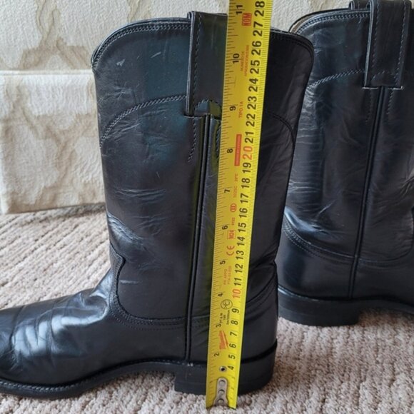 Western Heeled Cowgirl Boots Pull On Black Size 6.5 A Narrow - Picture 13 of 14